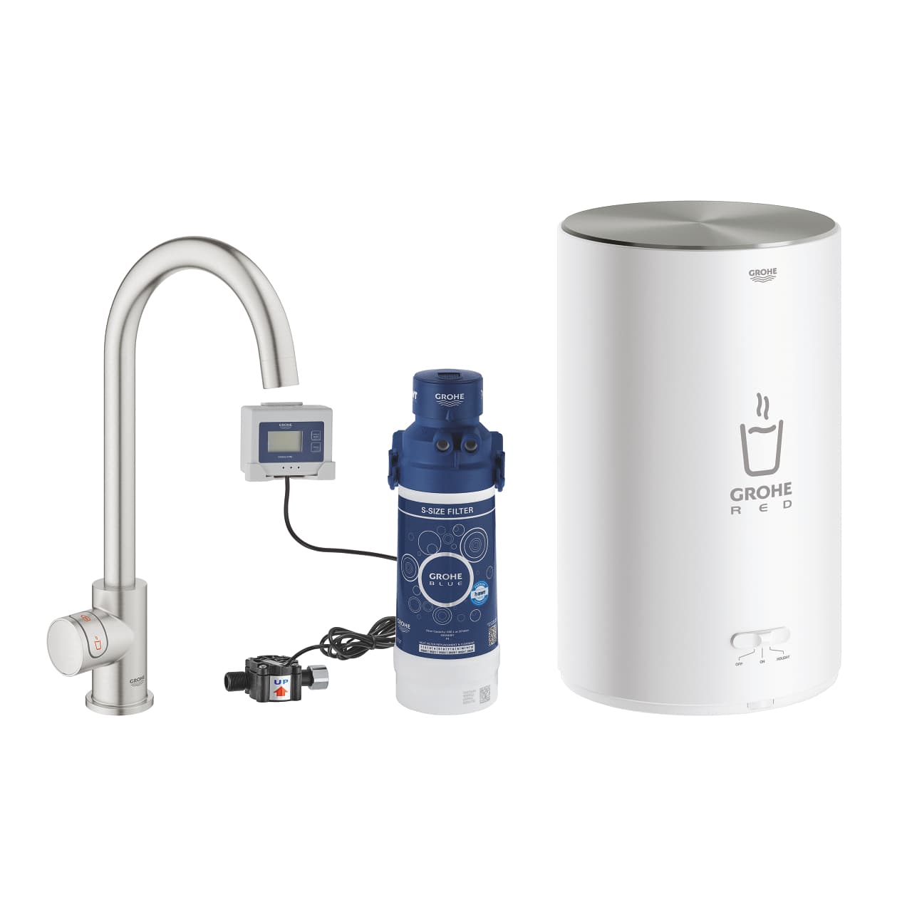 КУХНЕНСКИ ВЕНТИЛ И БОЙЛЕР РАЗМЕР М GROHE RED MONO 30085DC1