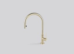 СМЕСИТЕЛ FALMEC TREVI ROUND PULLOUT PVD GOLD thumbnail 1