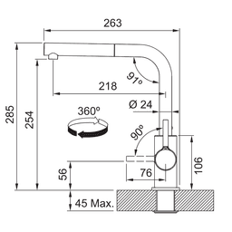 СМЕСИТЕЛИ FRANKE Lina L Pull Out Nozzle HP Matte Black thumbnail 5