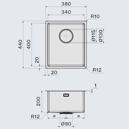 МИВКА FALMEC Como 34 (38x44) над плот и равен thumbnail 2