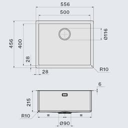 МИВКА FALMEC ISEO 50 Бяла (55.6x45.6) над плот / равен / под плот thumbnail 3