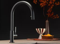 СМЕСИТЕЛ FALMEC TREVI ROUND PULLOUT BLACK MATT thumbnail 2