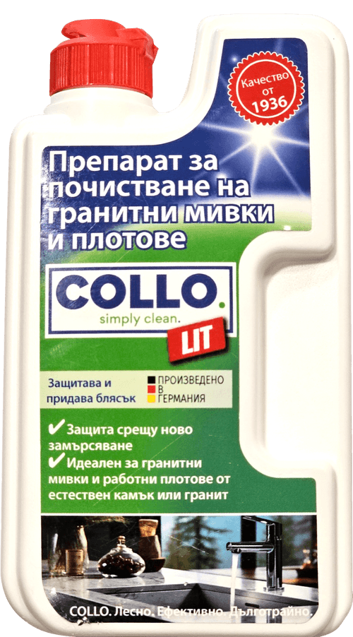 ПРЕПАРАТ COLLO LIT ЗА ПОЧИСТВАНЕ НА ГРАНИТНИ МИВКИ И ПЛОТОВЕ