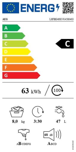 ПЕРАЛНЯ AEG L8FBE48SI thumbnail 3