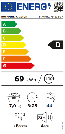 ПЕРАЛНЯ HOTPOINT ARISTON BIWMHG 71483 EU thumbnail 2