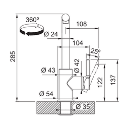 СМЕСИТЕЛ FRANKE TAP LINA L PULL OUT NOZZLE HP ONYX thumbnail 3