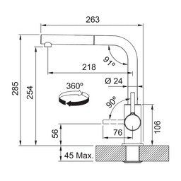 СМЕСИТЕЛ FRANKE TAP LINA L PULL OUT NOZZLE HP ONYX thumbnail 4