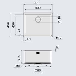 МИВКА FALMEC ISEO 40 Бяла (45.6x45.6) над плот / равен / под плот thumbnail 2