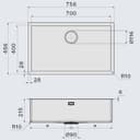 МИВКА FALMEC ISEO 70 Бяла (75.6x45.6) над плот / равен / под плот thumbnail 2