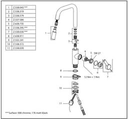 СМЕСИТЕЛ KWC LUNA E MATT BLACK thumbnail 3